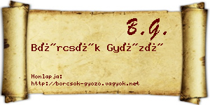 Börcsök Győző névjegykártya